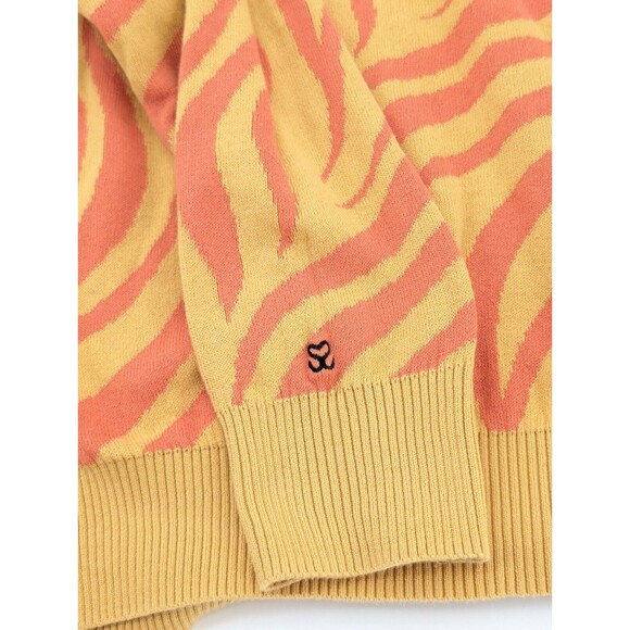 Seed to Style 100% Organic Cotton Orange Zebra Print Round Neck Sweater Size L - Picture 7 of 7